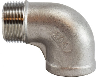 Midland Metal 62164 90 deg Street Elbow, 3/4 in MNPT x 3/4 in FNPT, Stainless Steel, 150 lb