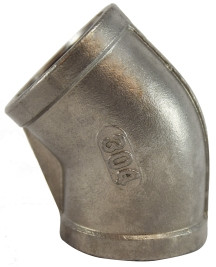 Midland Metal 62185 45 deg Elbow, 1 in FNPT x 1 in FNPT, Stainless Steel, 150 lb