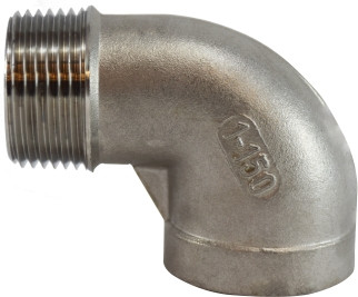 Midland Metal 63171 90 deg Street Elbow, 4 in MNPT x 4 in FNPT, Stainless Steel, 150 lb