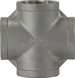 Midland Metal 62393 Cross, 1/2 in FPT x 1/2 in FPT x 1/2 in FPT x 1/2 in FPT, Stainless Steel