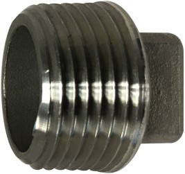 Midland Metal 62660 Cored Square Head Plug, 3 in MPT, Stainless Steel, 150 lb