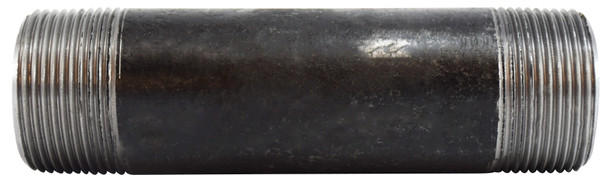 Midland Metal 59135SMLS Seamless Pipe Nipple, 1-1/4 in MPT x 1-1/4 in MPT, 12 in L, Steel, Black, 300 lb