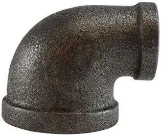 Midland Metal 65133 90 deg Reducing Elbow, 1-1/4 in FPT x 3/4 in FPT, Iron, Black, 150 lb