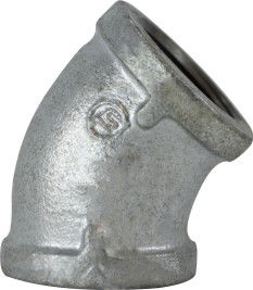Midland Metal 64183 45 deg Elbow, 1/2 in FPT x 1/2 in FPT, Iron, Galvanized, 150 lb