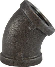 Midland Metal 65181 45 deg Elbow, 1/4 in FPT x 1/4 in FPT, Iron, Black, 150 lb