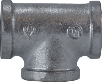 Midland Metal 64252 Pipe Tee, 3/8 in FPT x 3/8 in FPT x 3/8 in FPT, Iron, Galvanized, 150 lb
