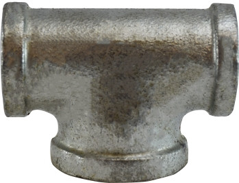 Midland Metal 64300 Bullhead Tee, 1 in FPT x 1 in FPT x 1-1/2 in FPT, Iron, Galvanized, 150 lb