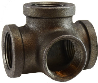 Midland Metal 65383 Side Outlet Tee, 1/2 in FPT x 1/2 in FPT x 1/2 in FPT, Iron, Black, 150 lb