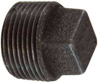 Midland Metal 65664 Cored Square Head Plug, 8 in MPT, Iron, Black