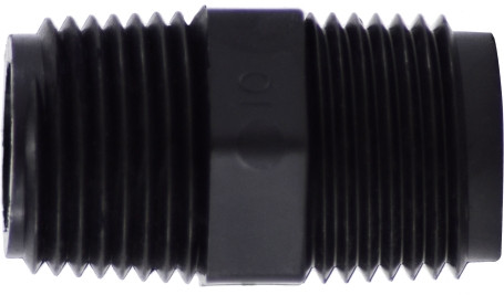 Midland Metal 28613B Hex Nipple, 3/8 in MPT x 3/8 in MPT, Polyethylene, Black
