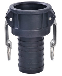 Midland Metal 35933 Cam and Groove Coupler, 1-1/4 in Type C x 1-1/4 in Hose Barbed, Polypropylene