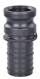 Midland Metal 35954 Cam and Groove Adapter, 1-1/2 in Type E x 1-1/2 in Hose Barbed, Polypropylene