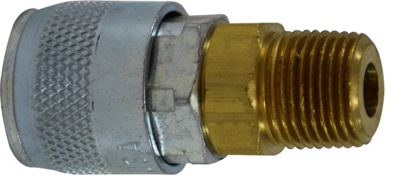 Midland Metal 28517 Parker Tru Coupler, 3/8 in MIP, Brass