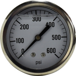 Midland Metal 80209 Pneumatic Pressure Gauge, 2-1/2 in Dial, 0 to 600 psi Measuring Range, +/-1.5 % Accuracy