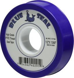Midland Metal 982120 Thread Seal Tape, 3.5 mil Thick, 1/2 in W, 1368 in L, Blue, PTFE, 0.8 g/cc Density