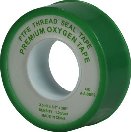 Midland Metal 982131 Thread Seal Oxygen Tape, 3.5 mil Thick, 1/2 in W, 520 in L, Green, PTFE, 1.2 g/cc Density