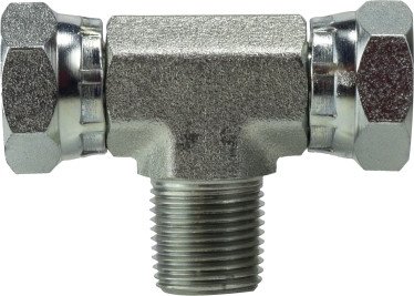 Midland Metal 160144 Swivel Branch Tee, 1/4 in FNPSM x 1/4 in FNPSM x 1/4 in Male Pipe, Steel