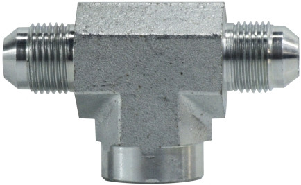 Midland Metal 260244 Branch Tee, 1/4 in 37 deg JIC Flared x 1/4 in 37 deg JIC Flared x 1/4 in FNPT, Steel