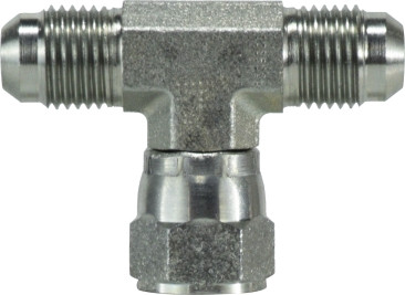 Midland Metal 660016 Swivel Nut Branch Tee, 1-5/16 in JIC x 1-5/16 in JIC x 1-5/16 in Female JIC, Steel