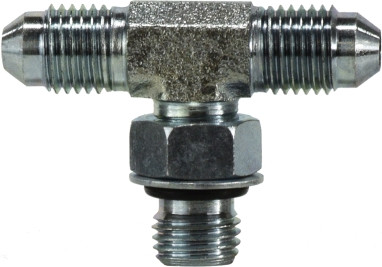 Midland Metal 6803NWO4 Branch Tee, 1/4 in MJIC x 1/4 in MJIC x 1/4 in Male ORB, Steel