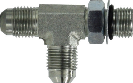 Midland Metal 6804NWO10 Run Tee, 5/8 in MJIC x 5/8 in Male ORB x 5/8 in Male ORB, Steel