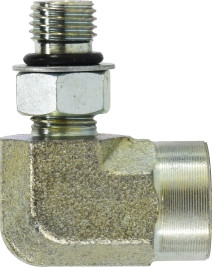 Midland Metal 6805NWO66 90 deg Elbow, 9/16 in Male ORB x 3/8 in FIP, Steel