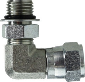 Midland Metal 6809NWO44 90 deg Elbow, 1/4 in Male ORB x 1/4 in Female JIC, Steel