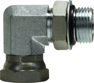 Midland Metal 6901NWO1212 90 deg Swivel Adapter Elbow, 1-1/16 in Male ORB x 3/4 in FNPSM, Steel