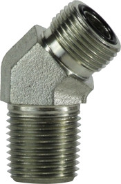 Midland Metal FS250388 45 deg Elbow, 13/16 in Male ORFS x 1/2 in MNPT, Steel