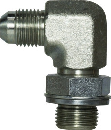 Midland Metal 7202NWO1616 90 deg Elbow, 1 in JIC x 1 in Male BSPP, Steel
