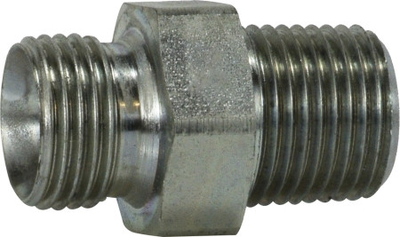 Midland Metal 782516 Hex Nipple, 1 in Male BSPP x 1 in MNPT, Steel