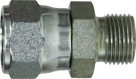 Midland Metal 702242 Adapter, 1/4 in Female JIC x 1/8 in Male BSPP Swivel, Steel