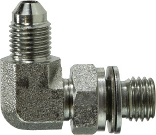 Midland Metal 7205NWO614 90 deg Metric Elbow, 9/16 in JIC x M14 Male Metric, Steel
