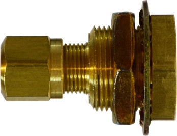 Midland Metal 28322 Bulkhead Connector, 3/8 in FNPTF x 3/8 in MNPTF, Brass