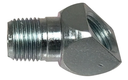 Midland Metal 36371 90 deg Angle Elbow Adapter, 90 deg, 1/4-28 x 1/8-27 Thread, SAE-LT x NPTF Thread, Zinc-Plated