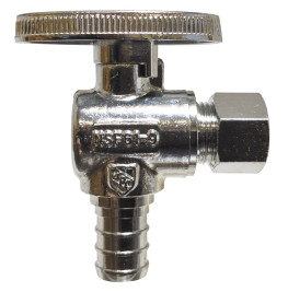 Midland Metal 746438 90 deg Angle Supply Stop, 1/2 x 3/8 in Nominal, PEX x Compression, Brass Body