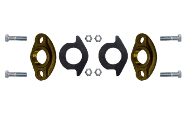 Midland Metal 970228 Oval Water Meter Flange Kit, 2 in FIP, Brass