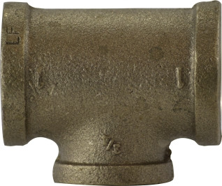 Midland Metal 44327LF Reducing Tee, 2 in FPT x 2 in FPT x 1/2 in FPT, Bronze