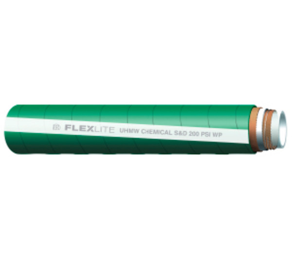 Buchanan Rubber Flexlite FLX-075 Chemical Hose, 100 ft L, 200 psi, Polyethylene Tube, Green