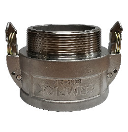 Buchanan Rubber CGBSL-200-SS1 Cam and Groove Self-Locking Crimplok Coupler, 2 in Type B x 2 in MNPT, Stainless Steel