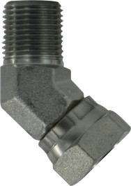 Midland Metal 150346 45 deg Swivel Adapter Elbow, 1/4 in MPT x 3/8 in FNPSM, Steel