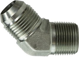 Midland Metal 250384 45 deg Straight Elbow, 1/2 in 37 deg JIC Male Flared x 1/4 in MPT, Steel