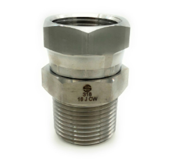Stainless Adapters SS1404-06-06 Swivel Adapter, 3/8 in MNPT x 3/8 in FNPSM, Stainless Steel