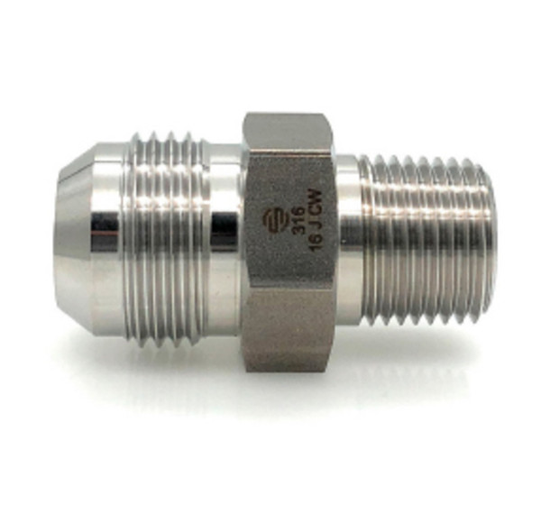 Stainless Adapters SS2404-10-08 Pipe Adapter, 5/8 in 37 deg JIC Male Flared x 1/2 in MNPT, Stainless Steel