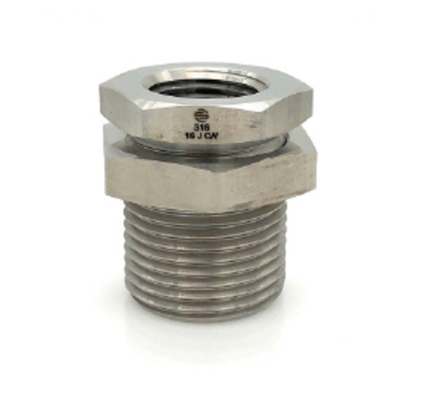 Stainless Adapters SS2707-06-06 Bulkhead Union, 3/8 in FNPT x 3/8 in FNPT, Stainless Steel