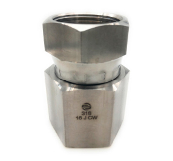 Stainless Adapters SS6506-04-04 Swivel Adapter, 1/4 in Female JIC x 1/4 in FNPT, Stainless Steel