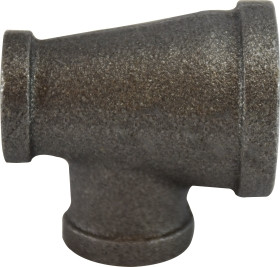 Midland Metal 65321 Reducing Tee, 1-1/2 in FPT x 1 in FPT x 1-1/4 in FPT, Iron, Black, 150 lb