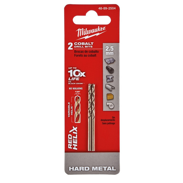 Milwaukee 48-89-2504 2.5mm COBALT RED HELIX Bit