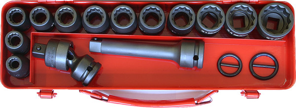 Ko-ken 14245M-12P 1/2 Sq. Dr. 18 Piece Impact 12-Point Socket Set  10-27mm