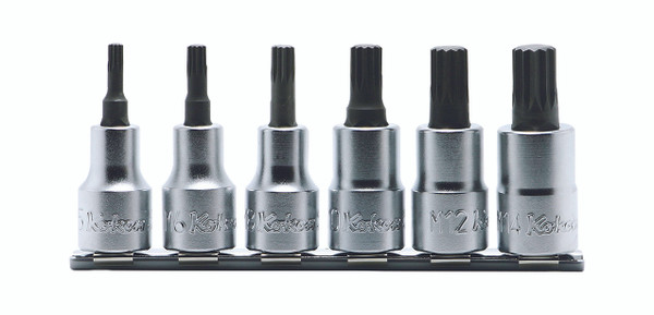 Ko-ken RS4020/6-L60 1/2 Sq. Dr. Bit Socket set XZN M5-M14 Triple Square 150mm  6 pieces